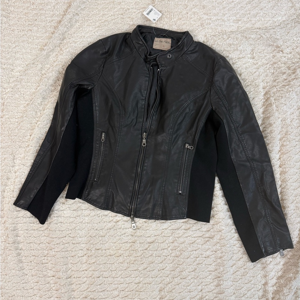 Free People Black faux Leather Jacket